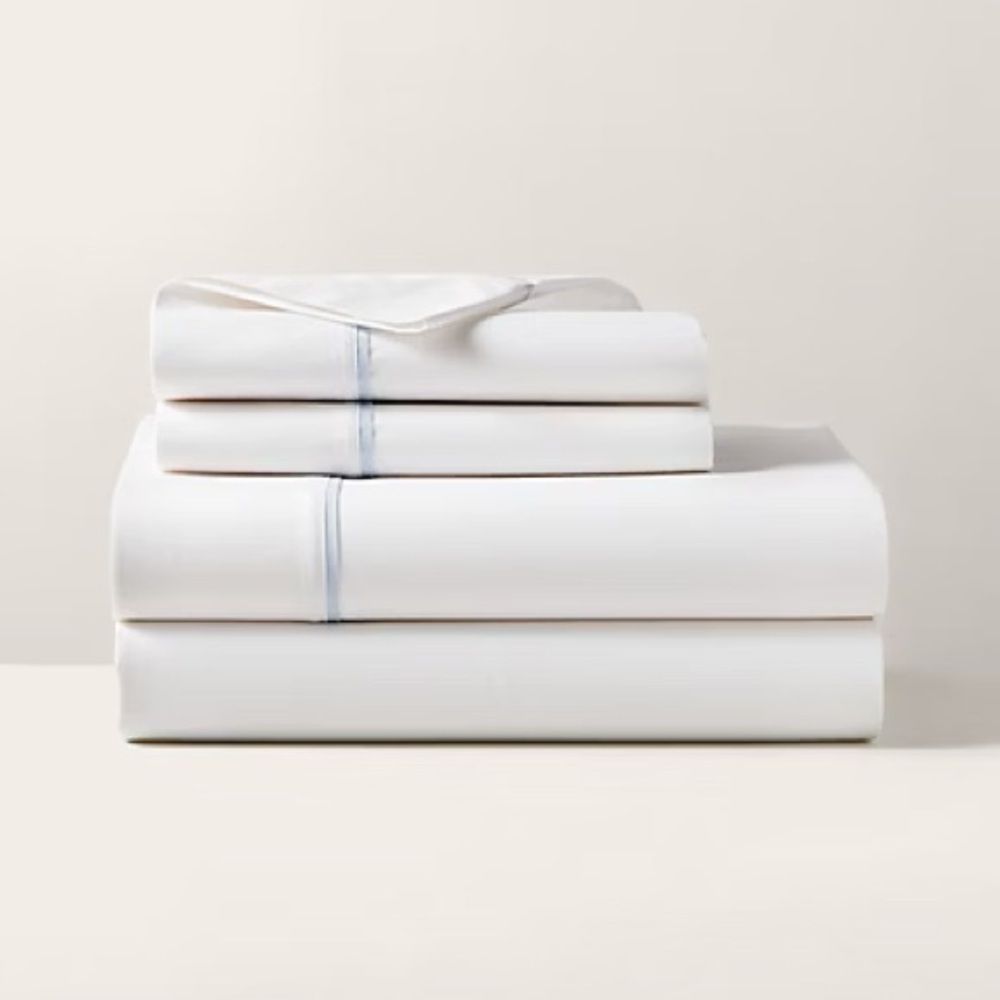 Ralph Lauren NWT Organic Cotton Palmer Twin Flat Sheet Sky Blue‎